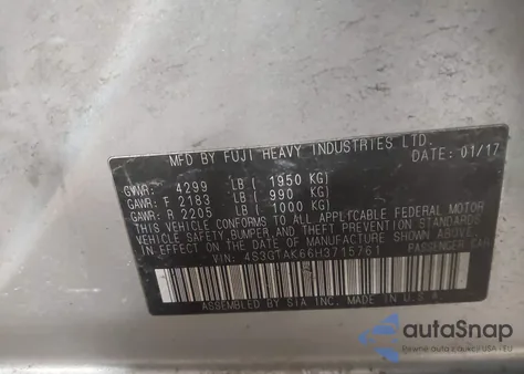 2017 Subaru Impreza 2.0I Sport из США, поврежденный, VIN 4S3GTAK66H3715761